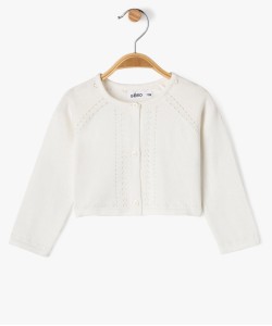 Gilet court avec détails ajourés bébé fille[MISSING]